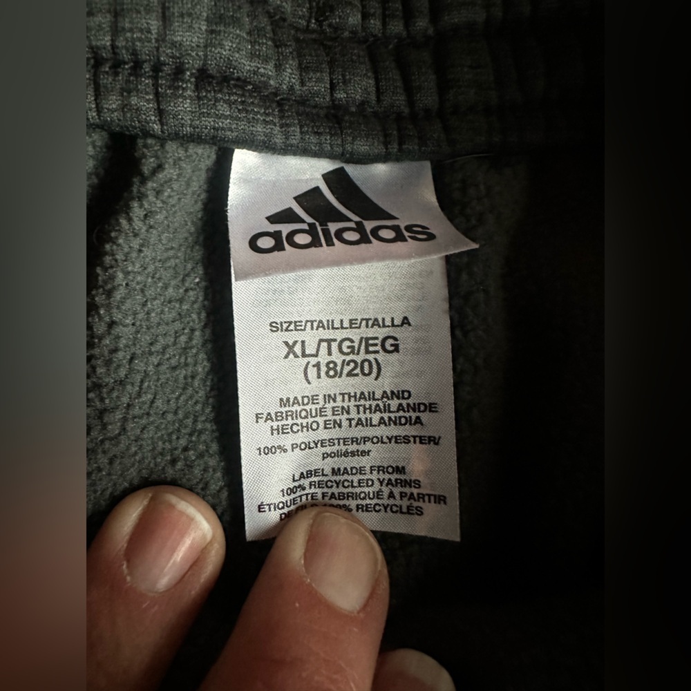 Adidas Youth Gray Jogger Sweatpants White Stripe Athletic Pants Size XL - Picture 4 of 4